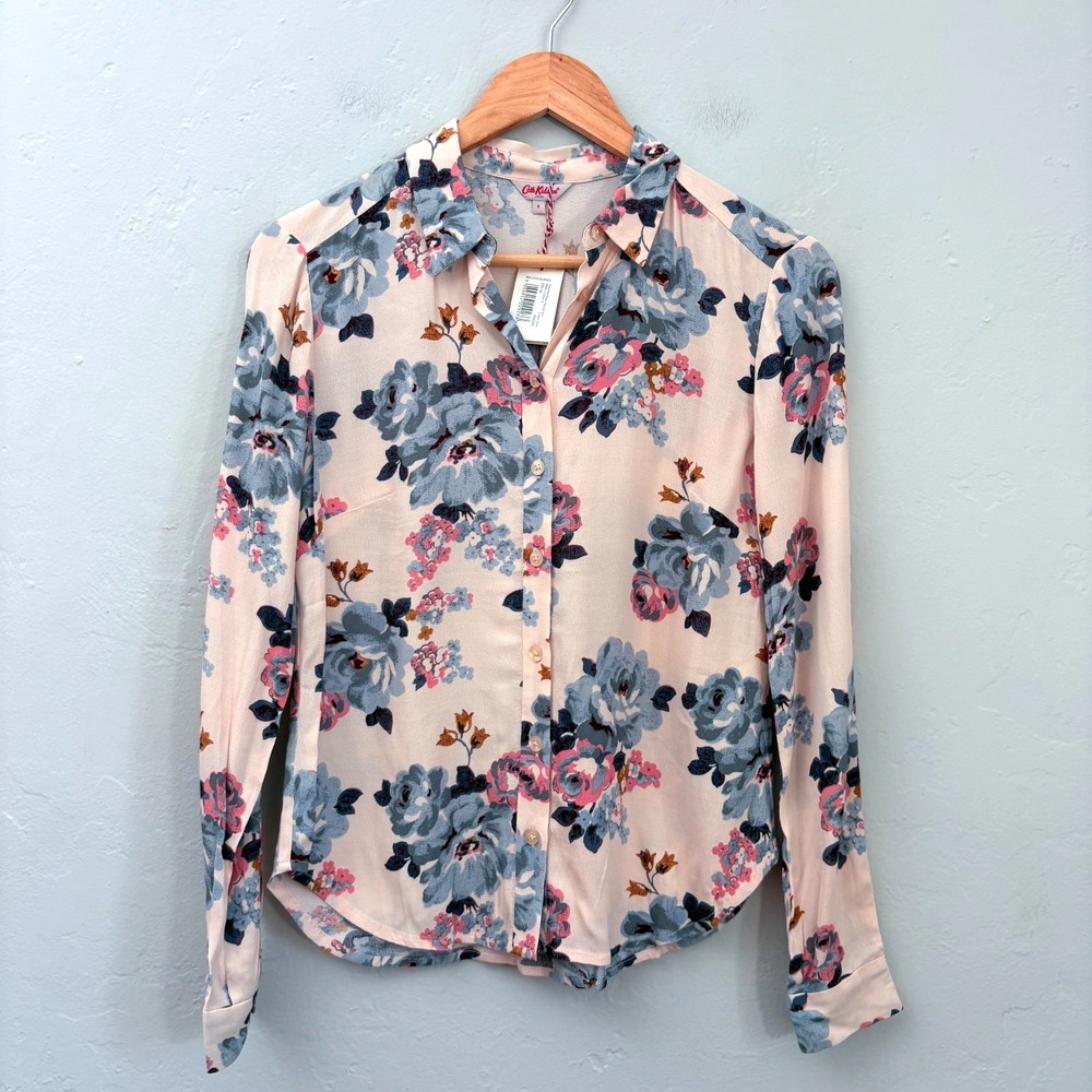 Cath Kidston Somerset Rose Floral Top Women Size 8 Button Down Long Sleeve New